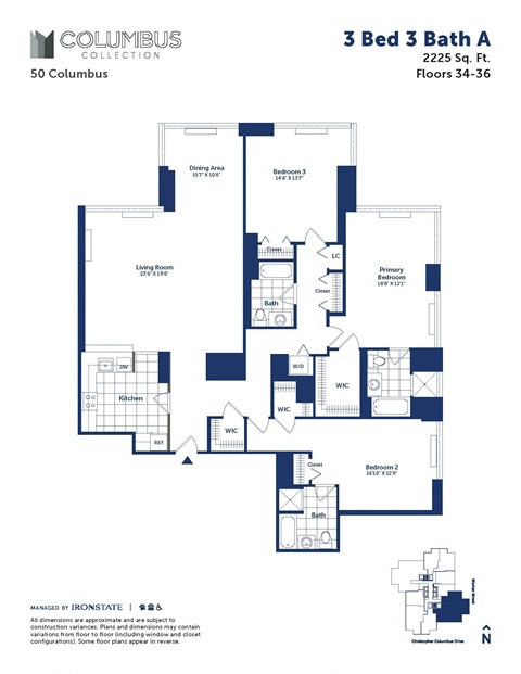 a floor plan of a 3 bed 3 bath house